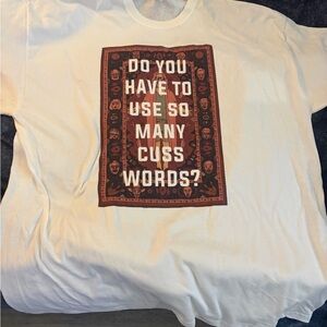 White Short Sleeve Graphic Tee with Red Bandana Print